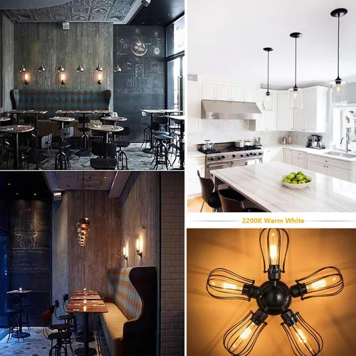 Miniatura 5 de Bombillas LED T10 de 2200 K blanco cálido, bombillas Edison tubulares de color ámbar de 4 W, base media E26, equivalente a 40 vatios, tubo Ámbar