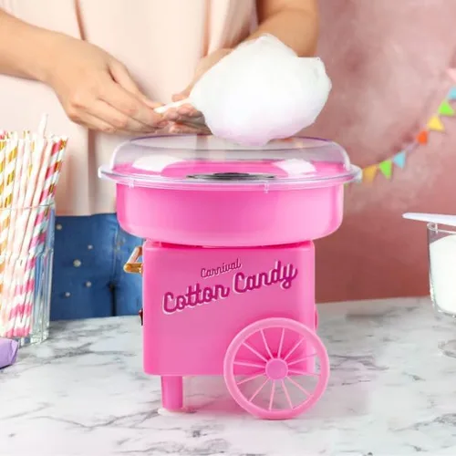 Miniatura 7 de Mini máquina de algodón de azúcar para encimera con cuchara de azúcar y 10 palitos para servir, máquina para hacer dulces en el hogar, carnaval, Azul