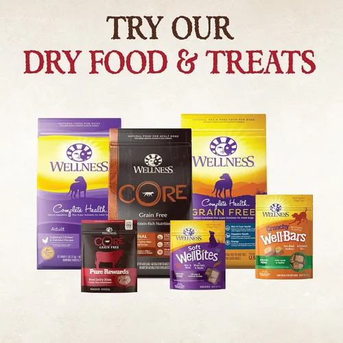 Miniatura 9 de Alimento húmedo Wellness enlatado para perros, sin granos, 95% natural, lata de 13.2 onzas (paquete de 12), Rojo