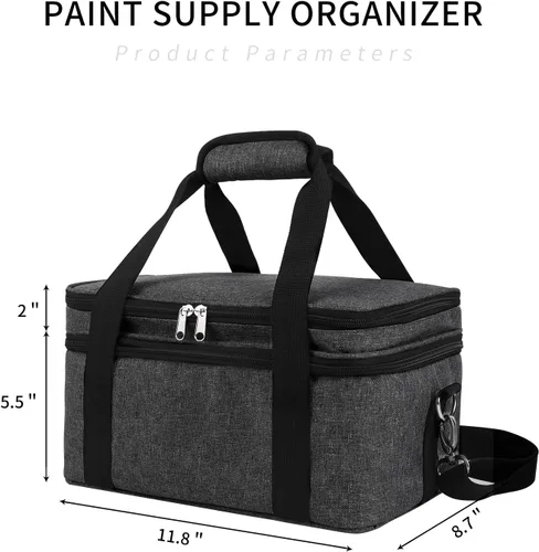 Miniatura 7 de Estuche de almacenamiento de pintura acrílica, negro, unisex, plástico y cuero, ideal para artistas sobre la marcha
