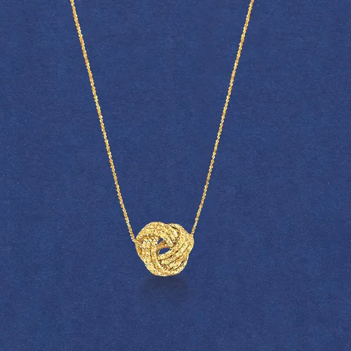 Miniatura 9 de Ross-Simons - Collar texturado con nudo del amor de oro amarillo italiano de 14 qts
