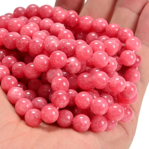 Miniatura 5 de Cuentas sueltas de rodonita teñida de jade de 10mm, redondas y suaves, de gematone natural para joyería y manualidades, 1 cadena de 15 pulgadas Jade