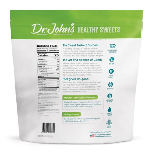 Miniatura 2 de Dr. John's - Caramelos sin azúcar, paletas saludables con cero azúcar, aperitivos bajos en calorías, dulces duros aptos para Keto, dientes