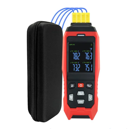 Miniatura 9 de Termómetro de Termopar Termómetro Digital Tipo K con 4 Termocuplas, Rango de Medición -328~2500℉ Medidor de Temperatura HVAC de Doble Canal