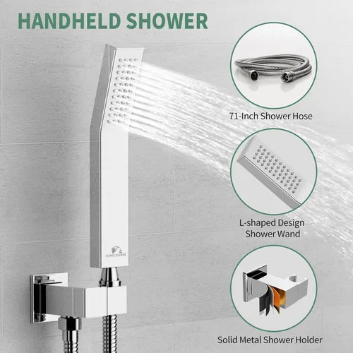 Miniatura 4 de SunCleanse Juego de Grifería de Ducha de Lluvia Cromado Pulido Juego Combinado de Ducha para Baño con Cabezal de Ducha de Alta Presión de 10 Cromo