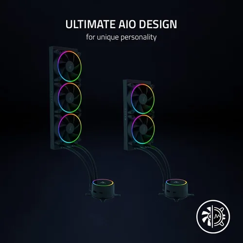 Miniatura 4 de Razer Hanbo Chroma RGB todo en uno enfriador líquido aRGB Tapa de bomba aRGB: diseño AIO - Ventiladores aRGB silenciosos y potentes - Soporte