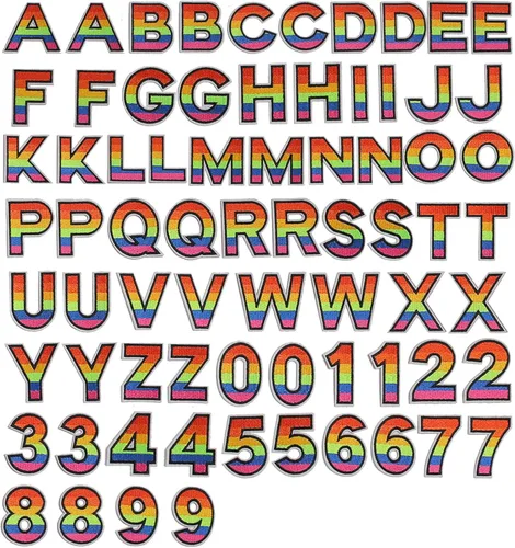 Miniatura 30 de GYGYL - 72 parches de letras y números para planchar, parches de letras blancas del alfabeto bordado de la A a la Z, apliques de números del 0 al 9