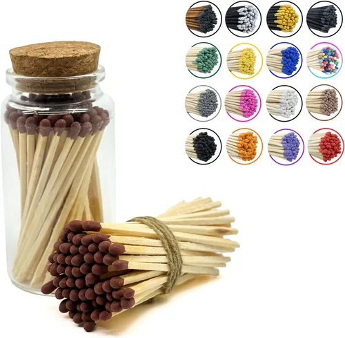 Miniatura 27 de Chandler Studio Fósforos en un frasco Más de 60 cerillas Fósforos decorativos con almohadilla de encendido Encendedor de velas largo