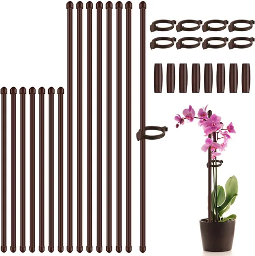 Miniatura 9 de Estacas para Plantas de 17 Pulgadas y 11 Pulgadas SupKing Soporte para Plantas de Longitud Ajustable 16 Piezas Palo de Orquídea con Clips para Verde