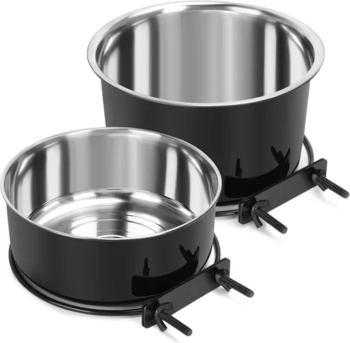 Miniatura 15 de 2 Piezas Cuencos Pequeños de Comida y Agua para Perros y Mascotas para Jaula de Acero Inoxidable Antiderrames, Cuencos Colgantes para Gatos