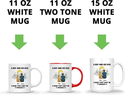 Miniatura 6 de Gossby Taza personalizada con texto en inglés «A Boy and His Dog», regalo personalizado para dueños de perros y hombres con diseño, nombre, razas