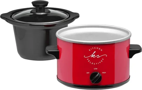 Miniatura 2 de Kitchen Selectives Serie Color de olla de cocción lenta de 1 1/2 cuartos de galón, olla de cocción lenta para salsas, sopa y más, calentador Rojo