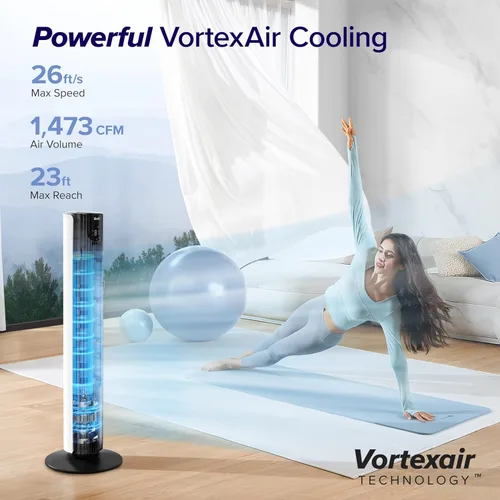 Miniatura 3 de LEVOIT Tower Fan for Bedroom, 20dB Quiet Desk Fan with 23ft/s, Portable & Easy to Carry, 3-Angle & 4-Speed Mini Oscillating Fan, DC Motor