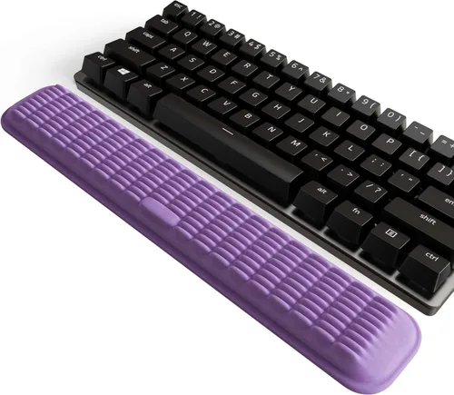 Miniatura 22 de MEKASS Reposamuñecas para teclado para teclado compacto del 60%, soporte ergonómico de espuma viscoelástica suave para muñeca con base Negro