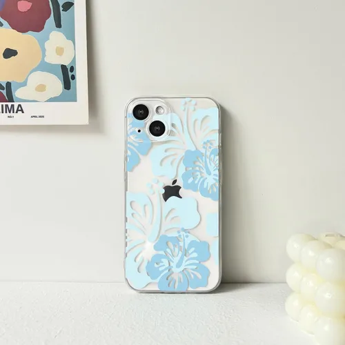 Miniatura 4 de Lovmooful Funda compatible con iPhone 13, bonito diseño transparente de flores de hibisco, estampado floral, para niñas y mujeres, TPU suave a