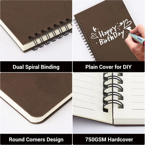 Miniatura 4 de EUSOAR Cuaderno con rayas en espiral, tamaño A5, paquete de 3 unidades de 5.5 x 8.3 pulgadas, 120 páginas, cuaderno de escritura de viaje, cuaderno