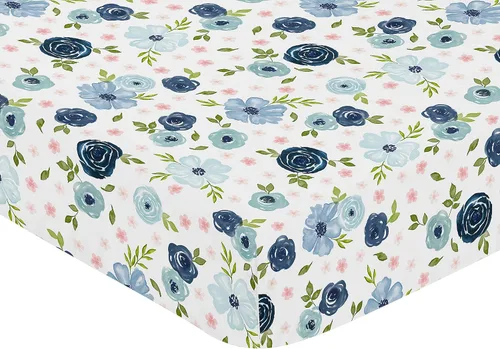 Miniatura 3 de Sweet Jojo Designs Sábanas ajustadas para cuna de bebé (rosa/azul bohemio floral) para niñas, guardería infantil, habitación de niños pequeños