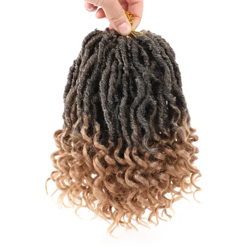 Miniatura 42 de Leeven 7 paquetes de rastas sintéticas con extremos rizados de 18 pulgadas, rastas de diosa preenrolladas para cabello de ganchillo, 84 hebras 1b#