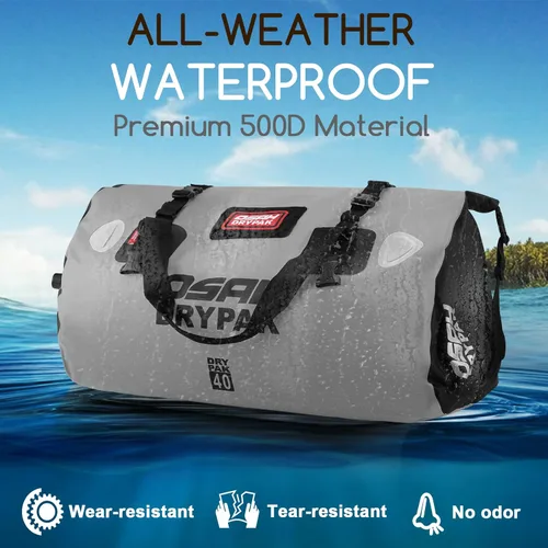 Miniatura 4 de OSAH DRYPAK Bolsa de lona impermeable – Bolsa seca para motocicleta con gran espacio de almacenamiento, bolsas de equipaje impermeables con bolsillo