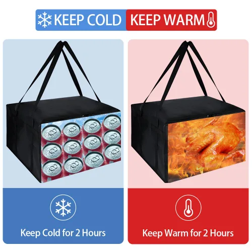 Miniatura 3 de Bolsa de entrega de pizza aislada para llevar caliente, 20 x 20 x 14 pulgadas, bolsa térmica de alimentos para catering/conductores, calentadores