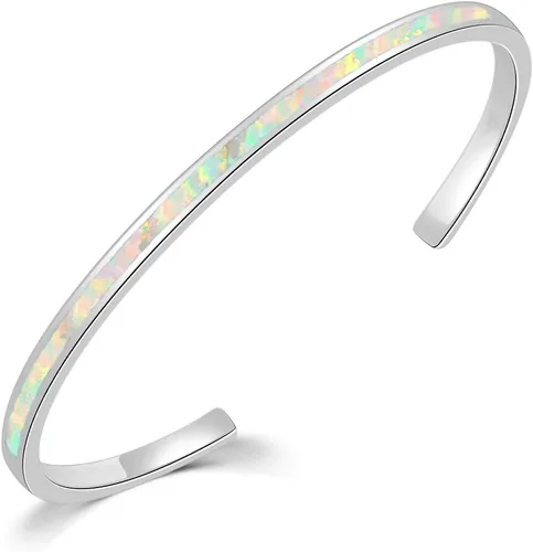Miniatura 11 de CiNily Pulsera de ópalo para mujer, chapada en oro, hipoalergénica, con piedras preciosas abiertas