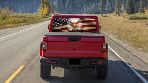 Miniatura 3 de Calcomanías para ventana trasera de camiones, calcomanía de bandera estadounidense para camioneta, calcomanía de vinilo perforado con diseño