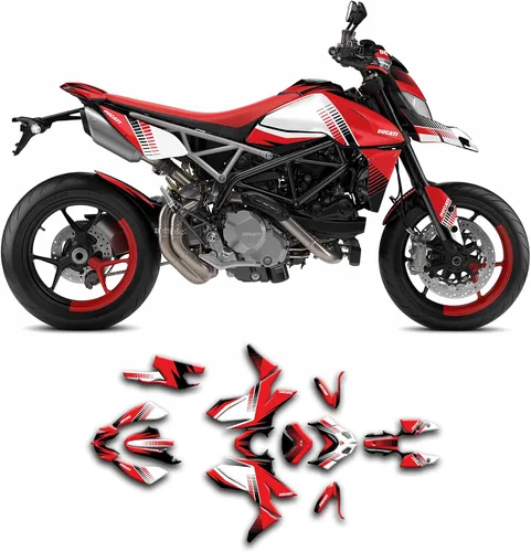 Miniatura 18 de Kit de calcomanías personalizadas para Supermoto Hypermotard 950 Hypermotard950 2019 2020 2021 2022 2023, rojo y blanco, DCTHYP9519N001-B-KO