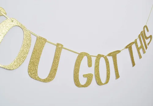 Miniatura 5 de You Got This Banner - Decoración dorada con purpurina para el hogar, oficina, guardería, dormitorio de los niños, sala de juegos, decoración de pared