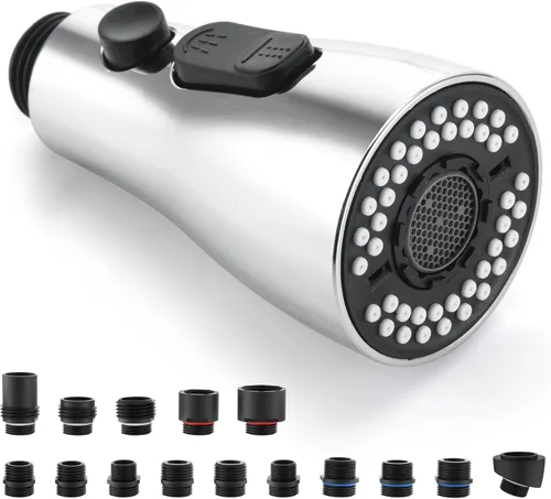 Miniatura 10 de Reemplazo del cabezal del rociador de grifo de cocina, con 15 adaptadores, cabezal rociador de grifo extraíble, boquilla rociadora de grifo