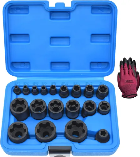 Torx Plus - Juego de dados externos Torx Plus de 6 puntos EP EP4 – EP32 19 piezas con 1/2 pulgadas, 3/8 pulgadas, 1/4 pulgadas, repuesto para juego