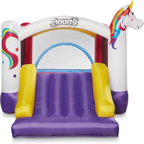 Miniatura 3 de Cloud 9 Casa inflable de rebote y soplador, gorila con temática de unicornio para niños con tobogán, incluye estacas y parches de reparación
