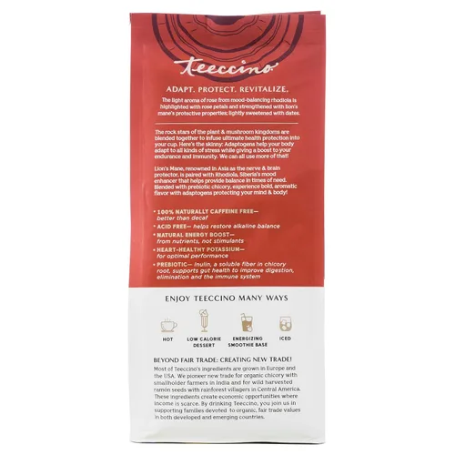 Miniatura 7 de Teeccino Lion’s Mane Rhodiola Café alternativo de setas adaptogénicas - Rosa - Café de setas herbal con sabor a mane de león y rhodiola, tostado