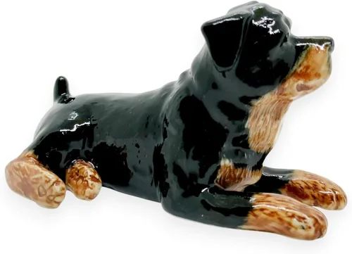 Miniatura 16 de WitnyStore Pequeño perro de pastor alemán alsaciano de pie negro y marrón de 3 pulgadas, hecho a mano, hecho a mano, de cerámica, cachorros, perros