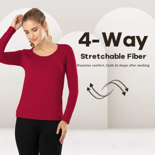 Miniatura 70 de MANCYFIT Tops térmicos para mujer, camisa con forro polar, manga larga, capa base, cuello en V