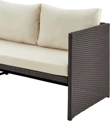 Miniatura 6 de Manhattan Comfort Menton - Juego de muebles de patio de 3 piezas, silla de salón y sofá de 2 plazas con mesa auxiliar, marco de acero envuelto