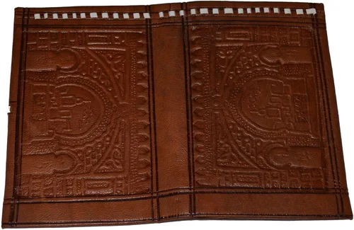 Miniatura 2 de Cartera de cuero marroquí hecha a mano con doble pliegue grande vintage exquisito práctico chocolate