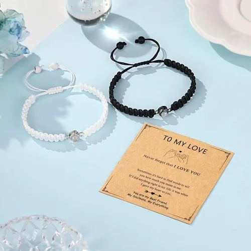 Miniatura 7 de UNGENT THEM Pulseras con texto en 100 idiomas, regalos para parejas para novio, novia, mi amor, alma gemela, aniversario, día de San Valentín