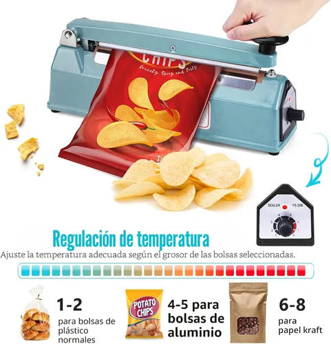 Miniatura 5 de METRONIC Sellador de impulso de 8 pulgadas, máquina selladora térmica manual para bolsas de plástico, selladores de bolsas retráctiles, máquina