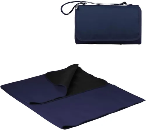 Miniatura 8 de PICNIC TIME Manta de picnic al aire libre, manta plegable de 59 x 51 pulgadas para playa y campamento con forro polar suave, parte inferior Azul