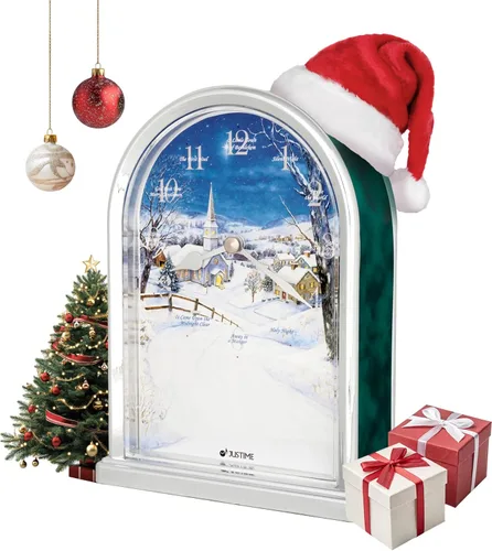 Miniatura 8 de JUSTIME Reloj de mesa luminoso Polaris Silent Night de 12 canciones de villancicos de Navidad, decoración de Navidad, multicolor, selección
