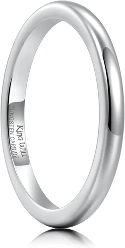 Miniatura 48 de King Will Alianza de boda de carburo de tungsteno para hombres y mujeres, anillos de promesa para parejas abovedados de alto pulido