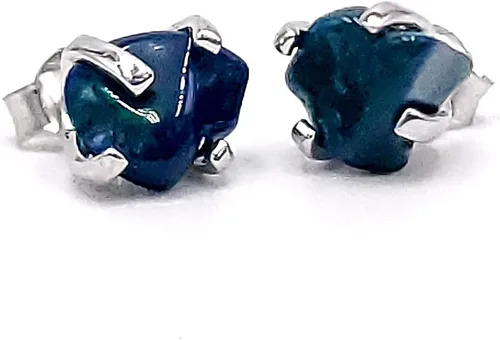 Miniatura 30 de Natural raw gemstone stud earrings with white gold over 925 sterling silver, 6 to 7mm rough genuine quality birthstone gift for her, Uniquelan