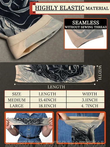 Miniatura 24 de Boao 20 piezas de mangas de brazo de enfriamiento para hombre, manga larga sin dedos, antideslizante, protección UV, mangas temporales para tatuajes