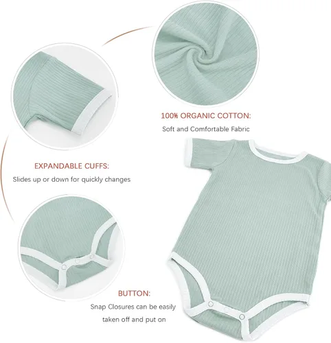 Miniatura 3 de Jimonda Mameluco para bebé, niñas y niños, ropa de bebé neutra de género, algodón orgánico, paquete de 2