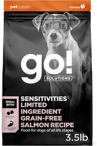 Go! Solutions Sensitivities - Alimento seco para perros pequeños con ingredientes limitados, sin granos de salmón, croquetas pequeñas para razas