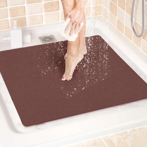 Miniatura 23 de LuxStep - Tapete de ducha, de 24 x 36 pulgadas, tapete de baño antideslizante con drenaje, tapete de baño de cloruro de polivinilo, de secado Gris