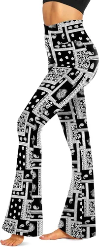 Miniatura 39 de TNNZEET Leggings acampanados negros para mujer, pantalones de yoga cruzados con bolsillos, corte de bota, leggings acampanados