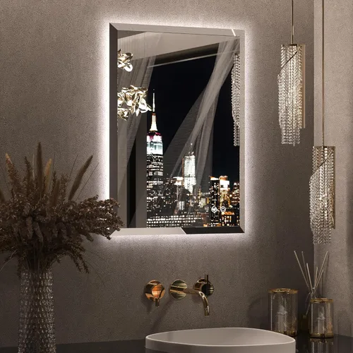 Miniatura 26 de Keonjinn - Espejo de 48x30 pulg retroiluminado LED para baño/tocador, luz de 3 colores ajustables blanca/cálida/natural, lúmenes altos, montaje
