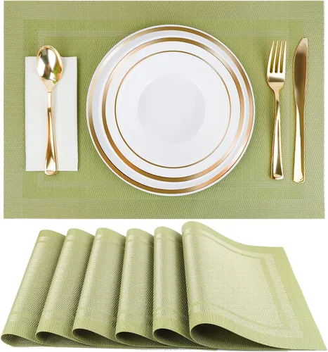 Miniatura 14 de Manteles individuales, manteles individuales para cocina, comedor, resistentes al calor, antideslizantes, lavables, de PVC, fáciles de limpiar