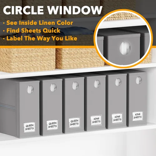 Miniatura 4 de SpaceAid Paquete de 6 organizadores y almacenamiento de sábanas, organizador de sábanas plegable con ventana para armario de lino, juego de carpetas
